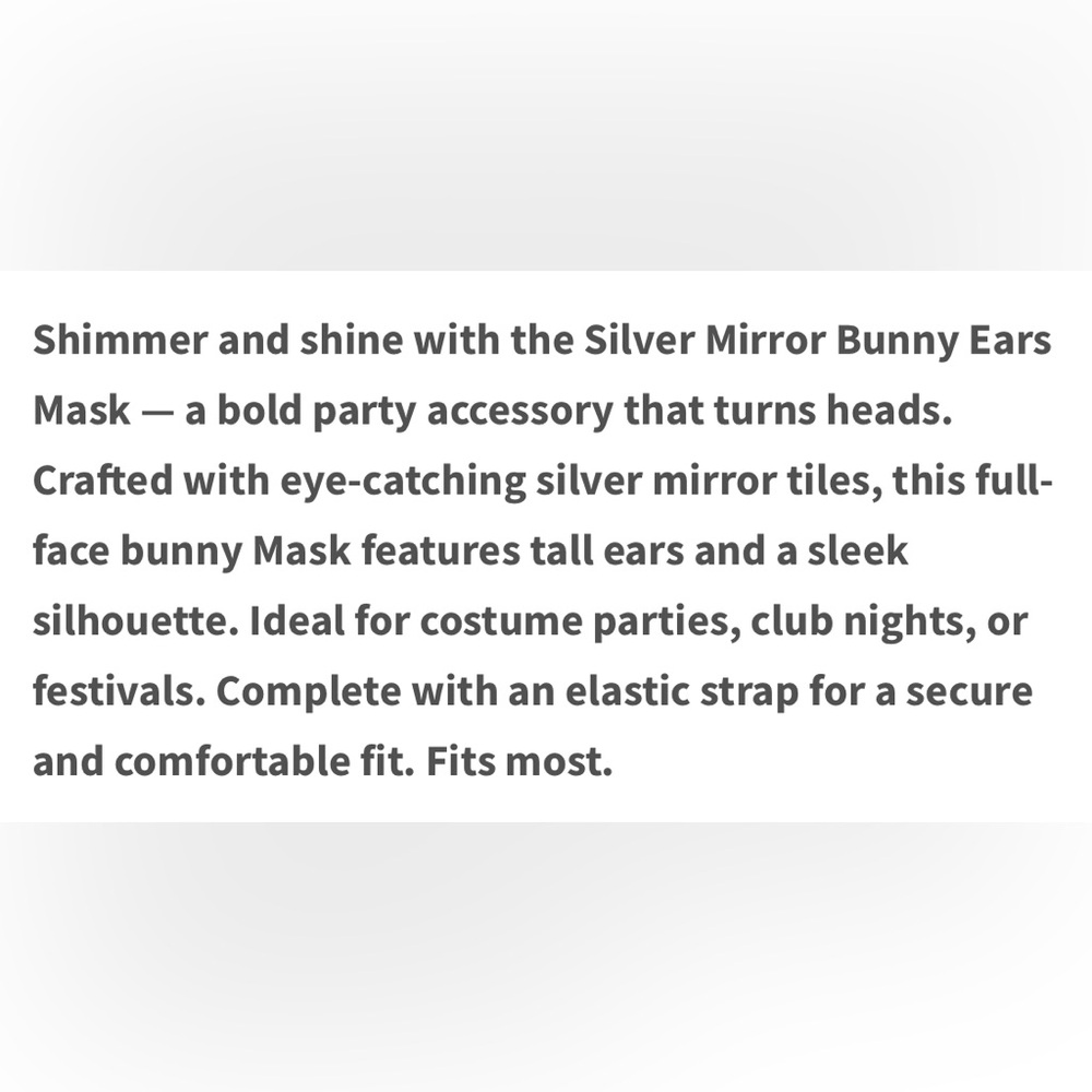 Silver Mirror Bunny Ears Mask - Picture 3 of 3